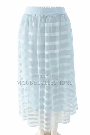 Light Blue Mesh Midi Skirt