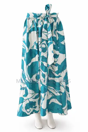 Emerald Leaf Print Maxi Skirt