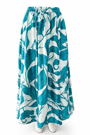 Emerald Leaf Print Maxi Skirt