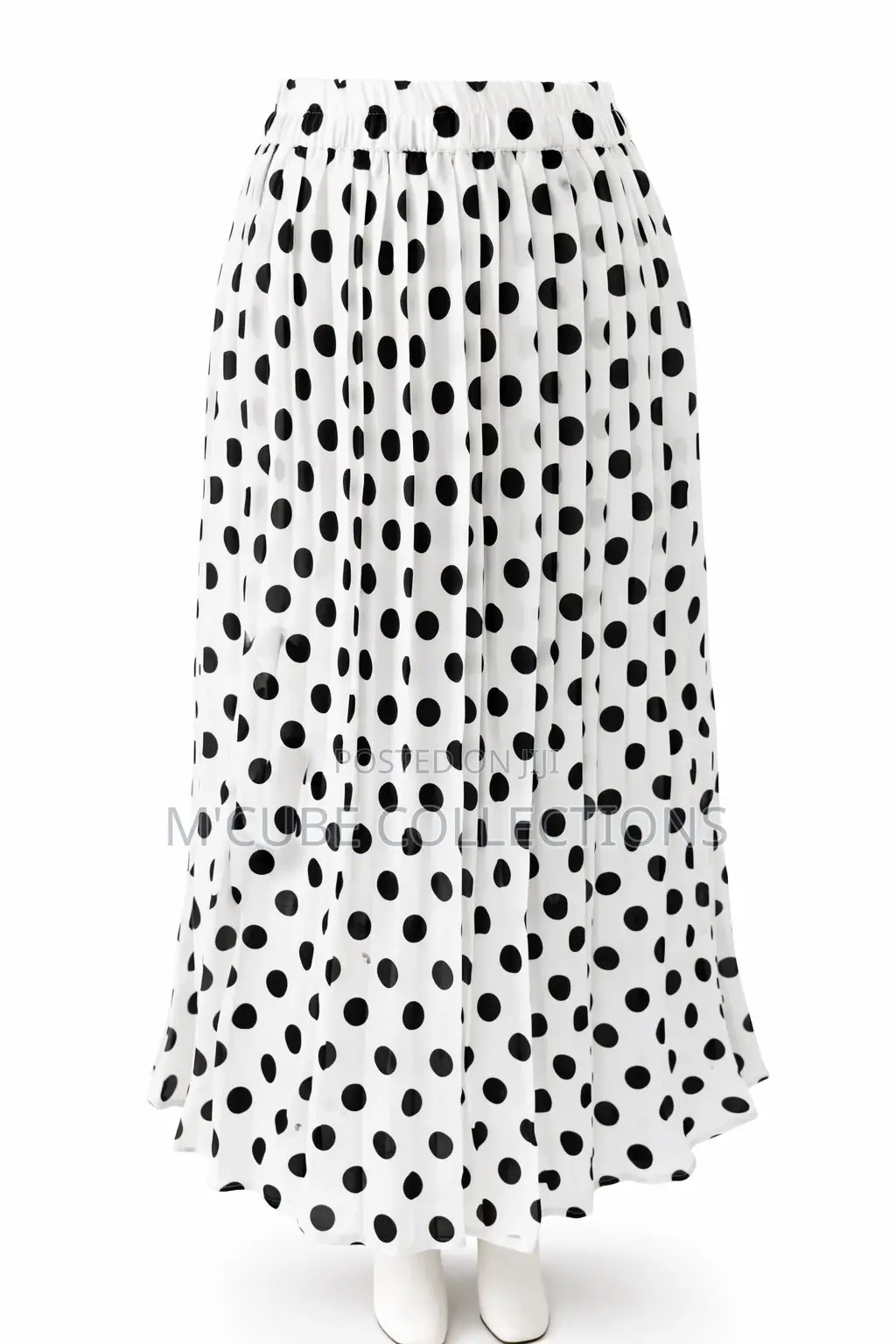 Polka Dot Pleated Midi Skirt