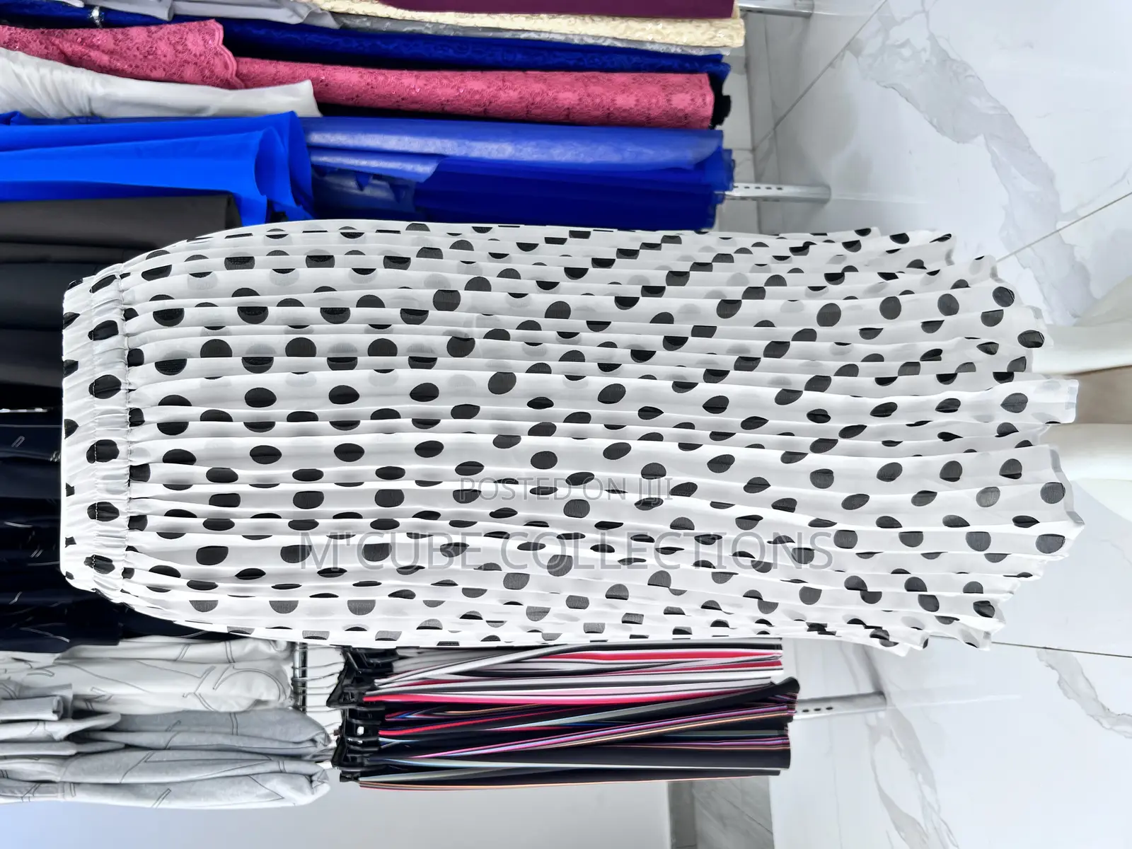 Polka Dot Pleated Midi Skirt