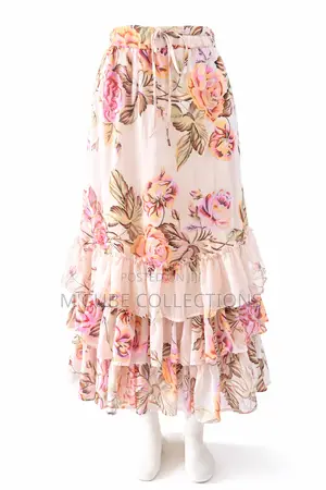 Floral Ruffle-Tier Midi Skirt
