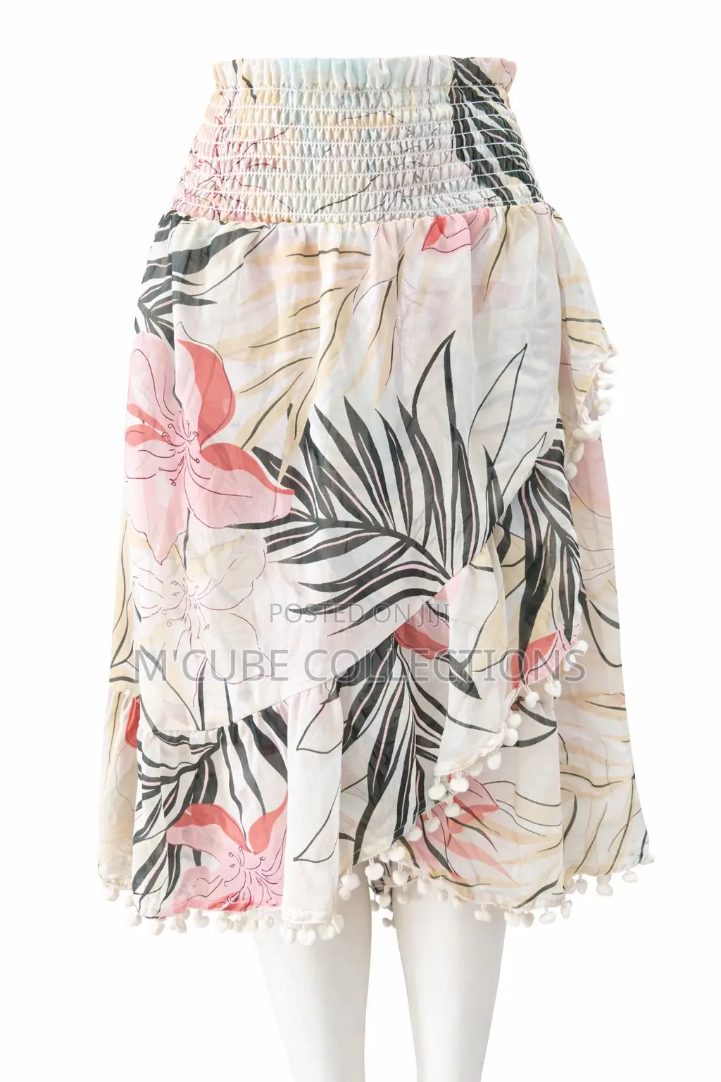 Tropical Pom-Pom Wrap Skirt