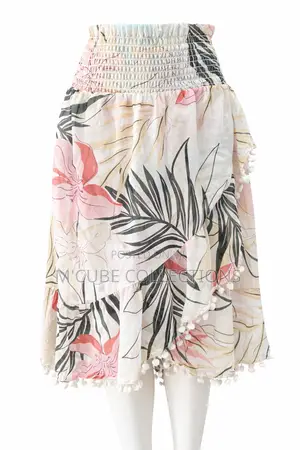 Tropical Pom-Pom Wrap Skirt
