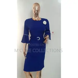 Royal Bell-Sleeve Belted Dress