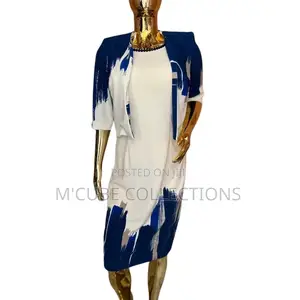 Blue Brushstroke Jacket Dress Set by Maya Brooke