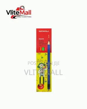 12 Nataraj Neon Eraser-Tipped Hb Pencils