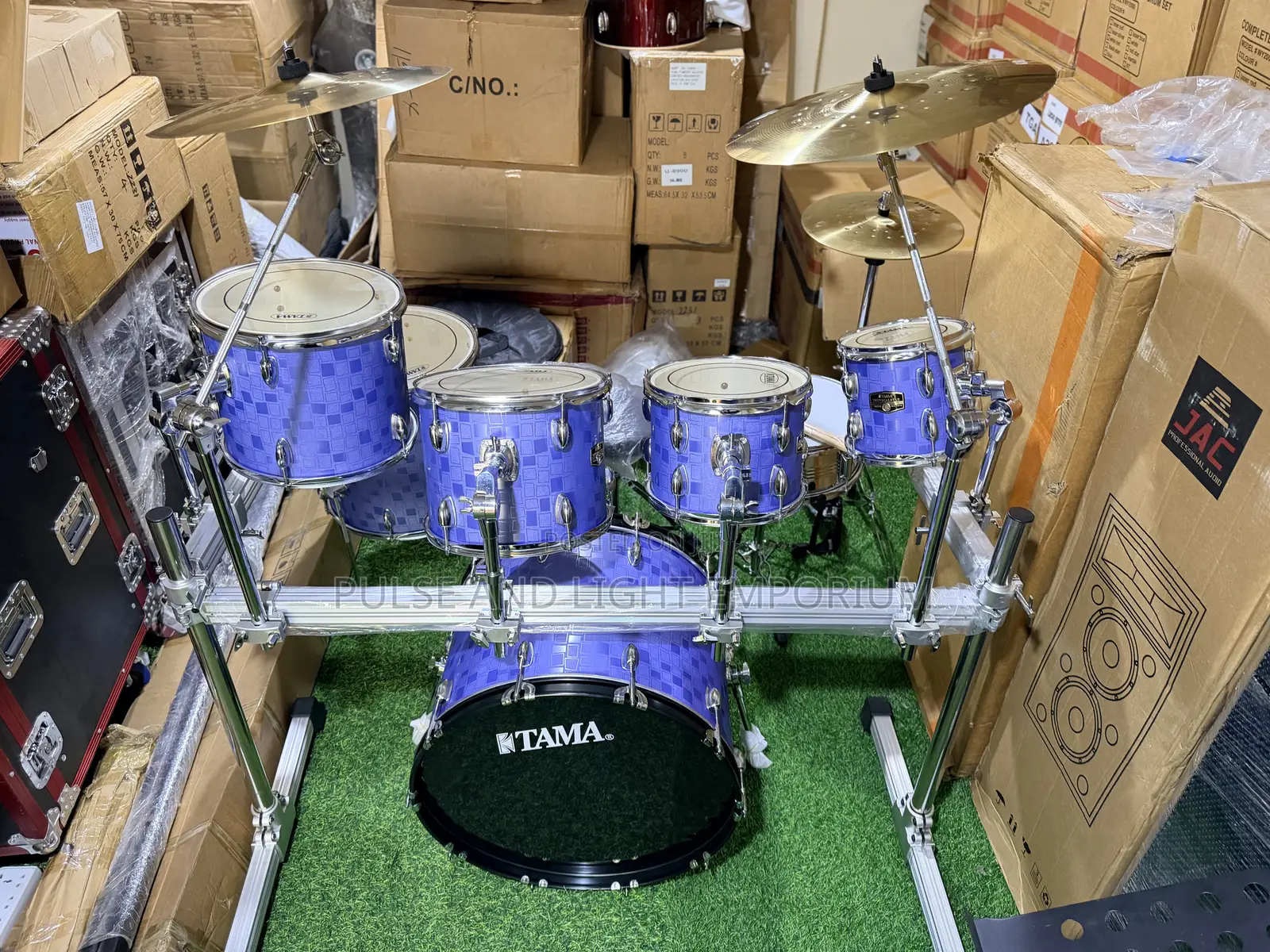 Blue/Purple Patterned Tama Imperial Star 7-piece Drum Set