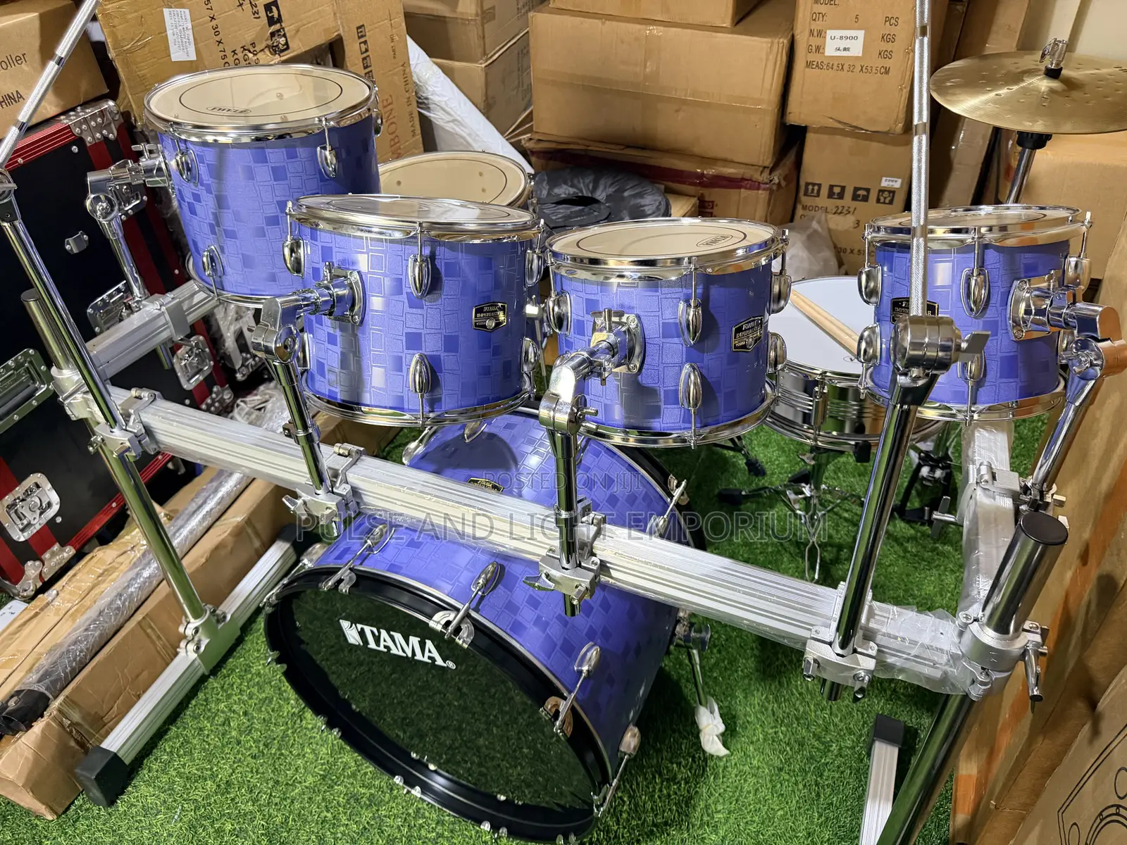 Blue/Purple Patterned Tama Imperial Star 7-piece Drum Set