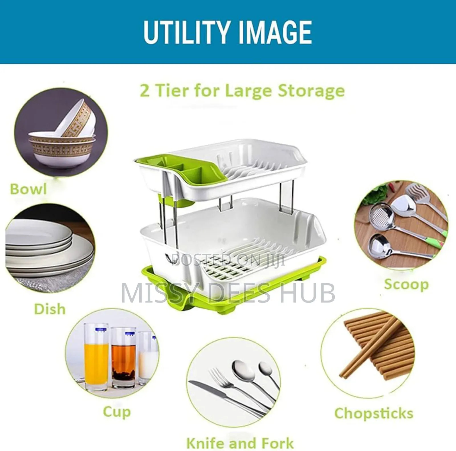 Sturdy 2 Tier Plastic Dishrack