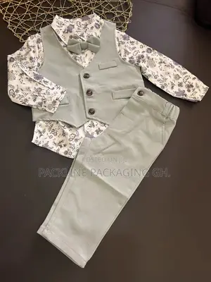 New 4-Piece Kids Suit Boys Clothes – Floral Shirt, Vest Trousers