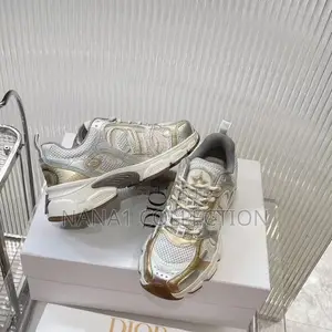 Dior Chrono Sneakers “White Mesh With Silver And Gold—Tone Leather