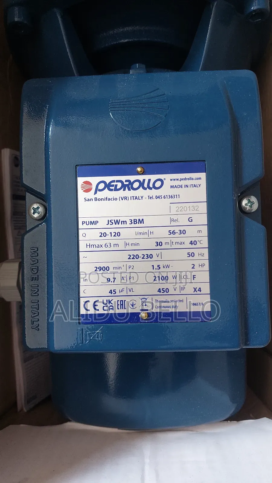 Pedrollo Water Pump 2hp Cast