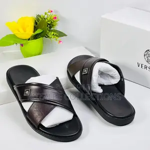 Versace Cross Coffee Brown Slippers in 40-45