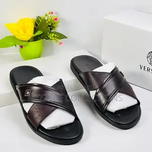 Versace Cross Coffee Brown Slippers in 40-45