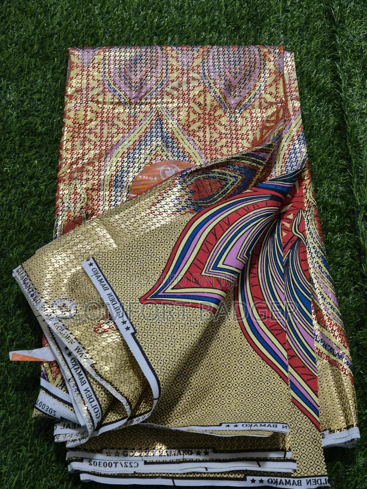African Print With Golden Design
