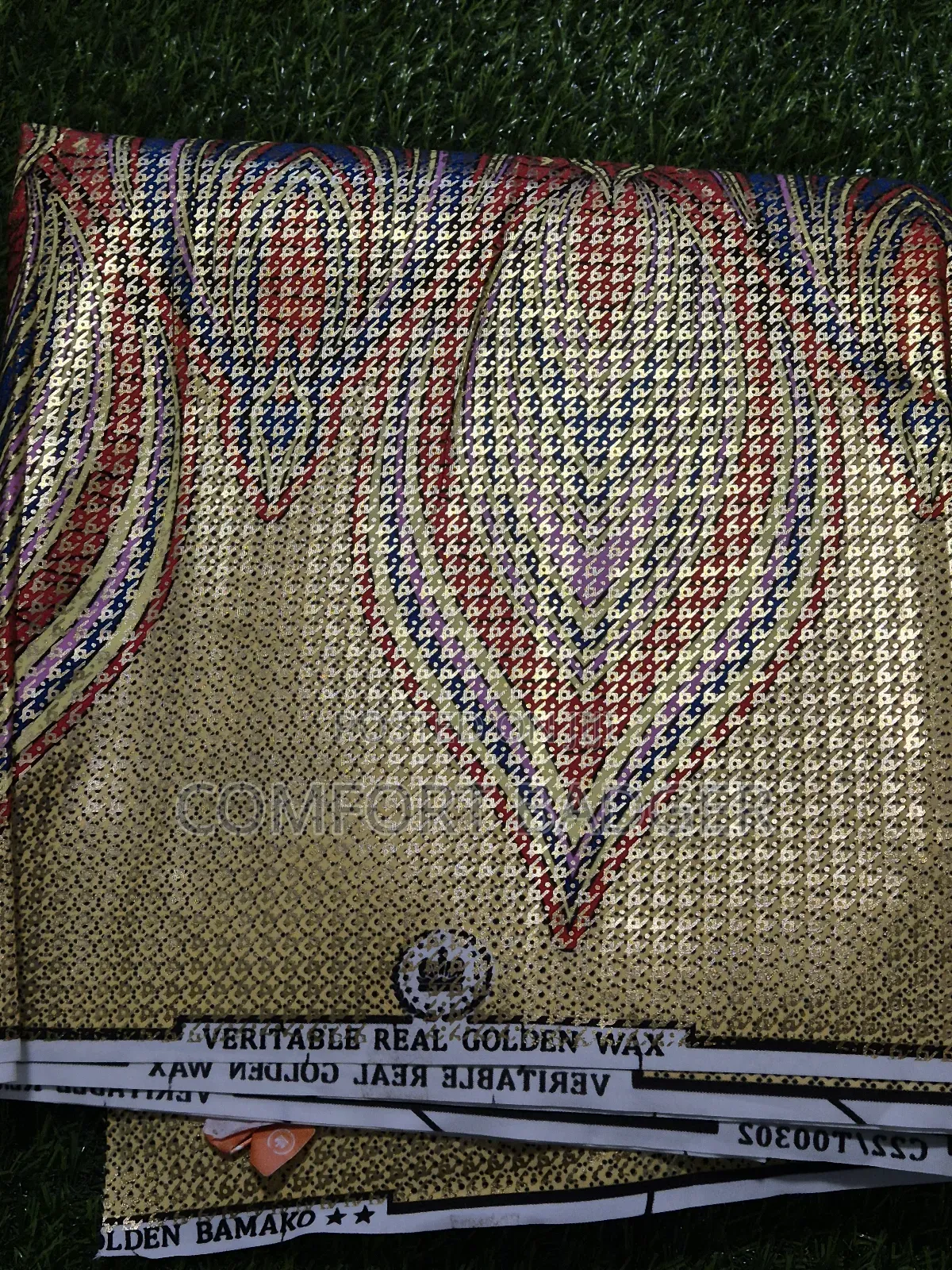 African Print With Golden Design