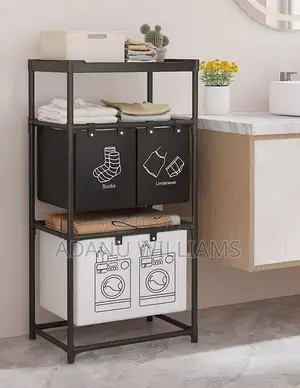 3 Layer Foldable Multi-compartment Laundry Basket With Dividers