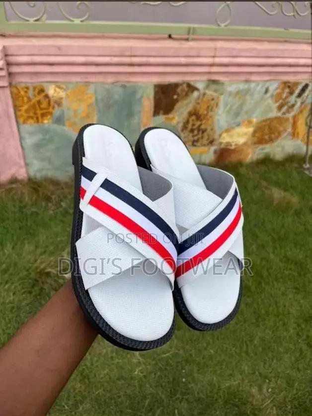 Radiant White “Thom Browne” Crossed Slippers