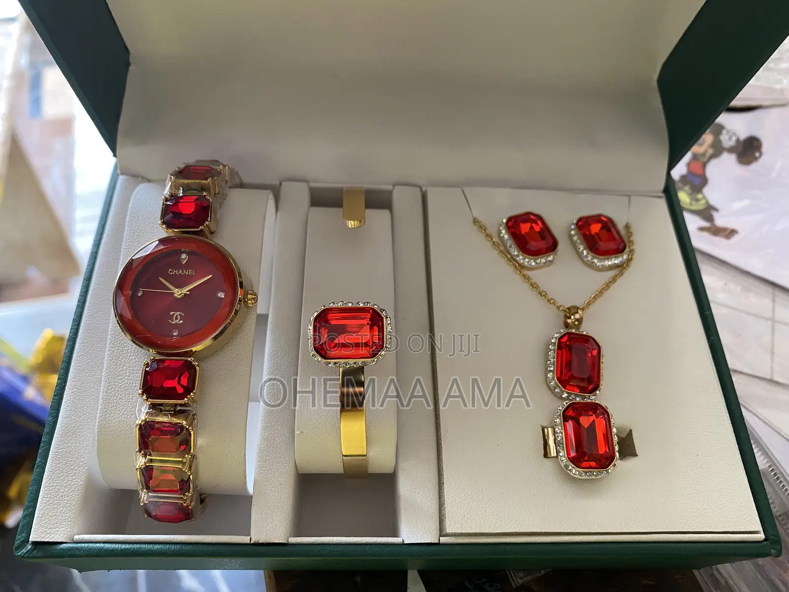 Red Chanel Watch and Accessories