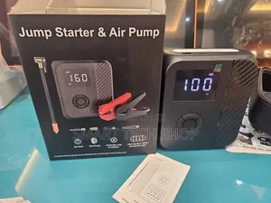 Portable Air Pump and Car Jump Starter With Emergency Light + Power