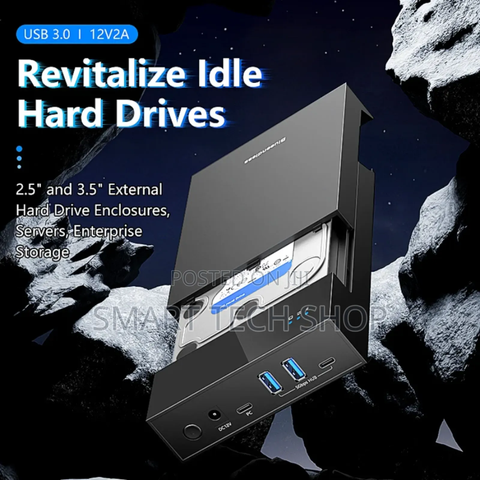 Black 2.5/3.5 Inch Hdd Enclosure Case Usb Type-c 2.5 3.5 Inch Tool-fre