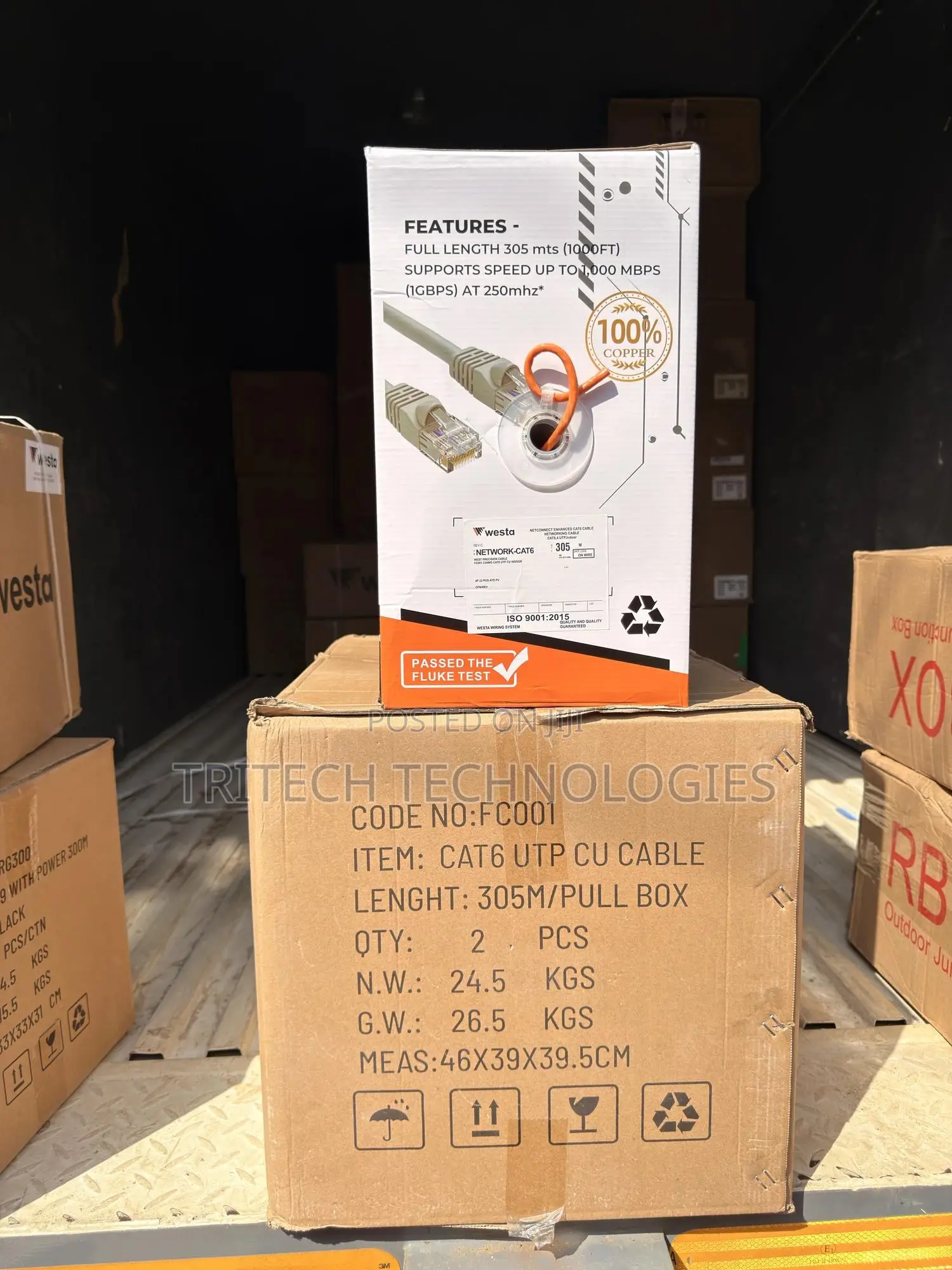 Westa Cat6 Cable 305m Utp Pure Copper Passed the Fluke Test|