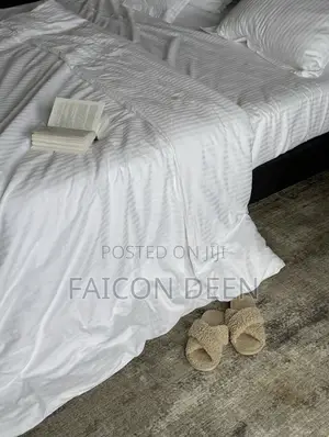 100% Natural Cotton White Stripped Duvet Cover Only