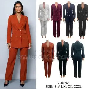 Quality Double Breasted Suit for Ladies in Black Blueblack White Green