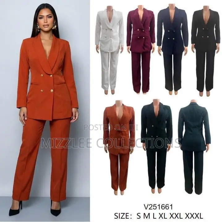Quality Double Breasted Suit for Ladies in Black Blueblack White Green