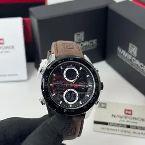 Analog Digital Faux Leather Strap Casual Sports Naviforce Watch