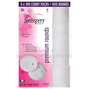Swisspers Premium Hypoallergenic Cotton Rounds, 900-Count