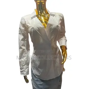 Women's White Cotton Top With Sheer Layered Sleeves –Timeless Elegance