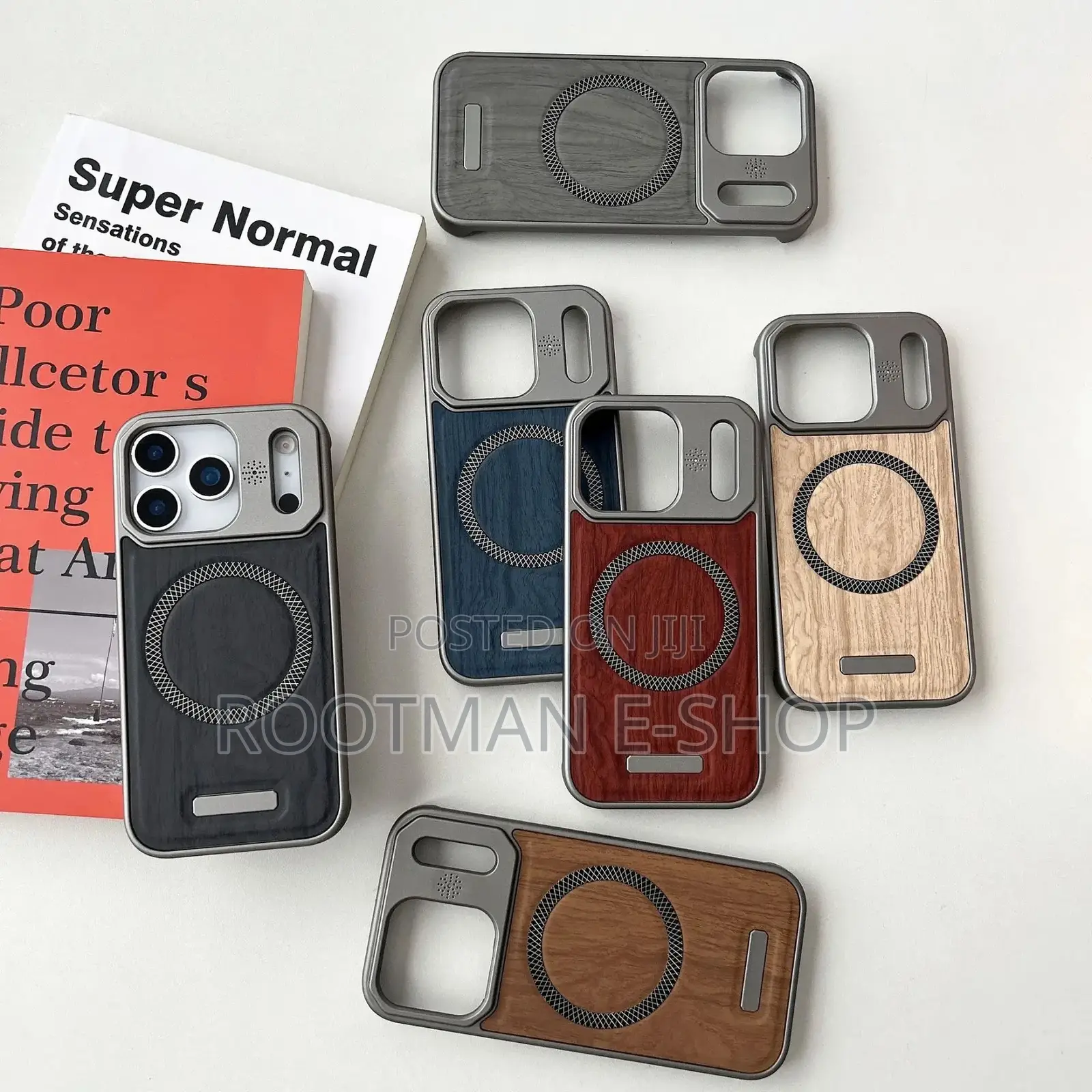 Magnetic Wood Texture Leather Phone Case for iPhone 17 Pro Max