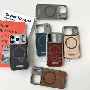 Magnetic Wood Texture Leather Phone Case for iPhone 17 Pro Max