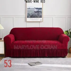 Wave-Wine Red Skirt Sofa Covers Set (2- Singles, 1- 2in1, 1- 3in1)
