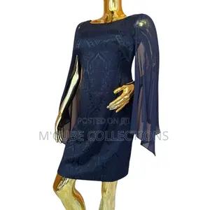 Navy Blue Bell Sleeve Dress
