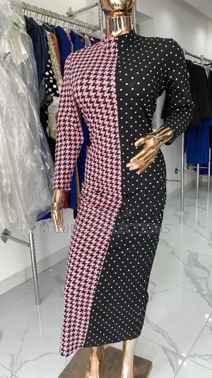 Pink Noir Split-Print Maxi Dress