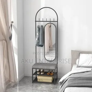 Metal Coat Rack With Shoe Bench and Hook, 4 in 1 Entryway Hall Tree