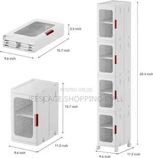 31qt Plastic Foldable Storage Boxes, 4 Pack Stackable Room Organizers