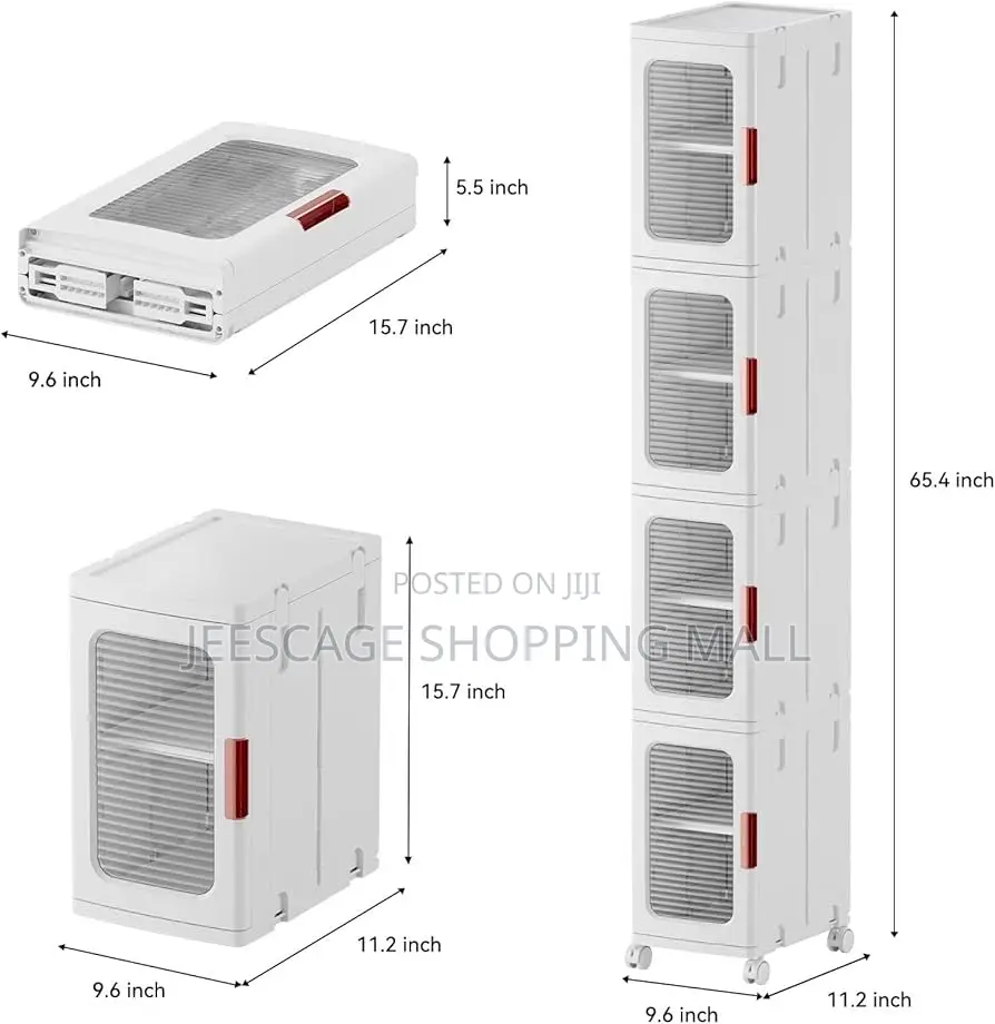 31qt Plastic Foldable Storage Boxes, 4 Pack Stackable Room Organizers
