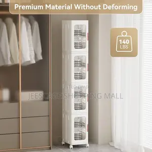 31qt Plastic Foldable Storage Boxes, 4 Pack Stackable Room Organizers