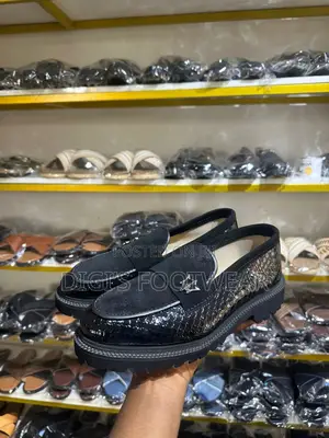 Black Suede and Design Leather Shoe