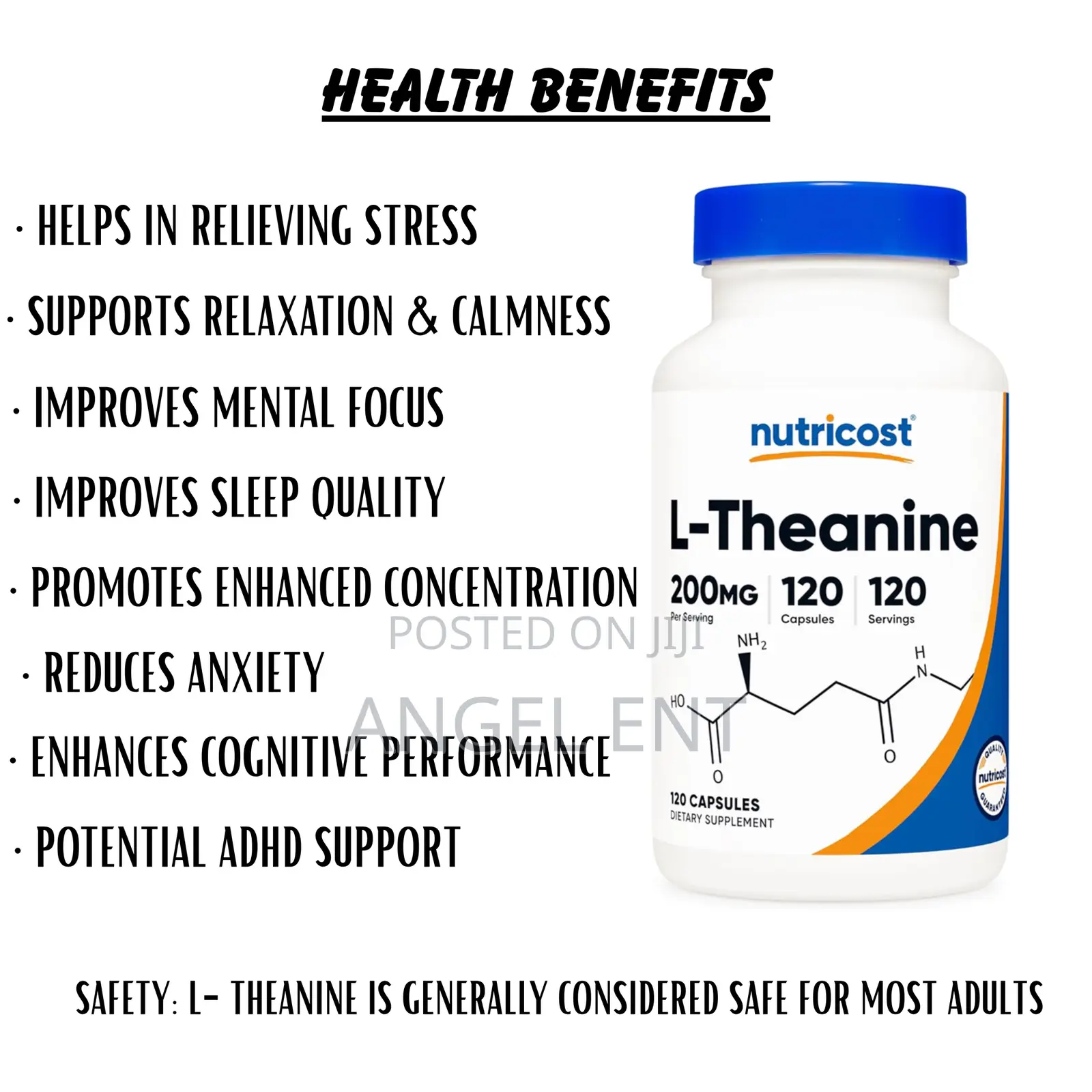 L-Theanine 120ct Supplement for Relaxation and Stress Relief