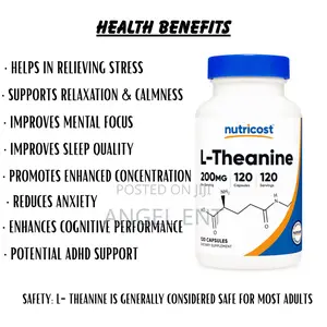 L-Theanine 120ct Supplement for Relaxation and Stress Relief