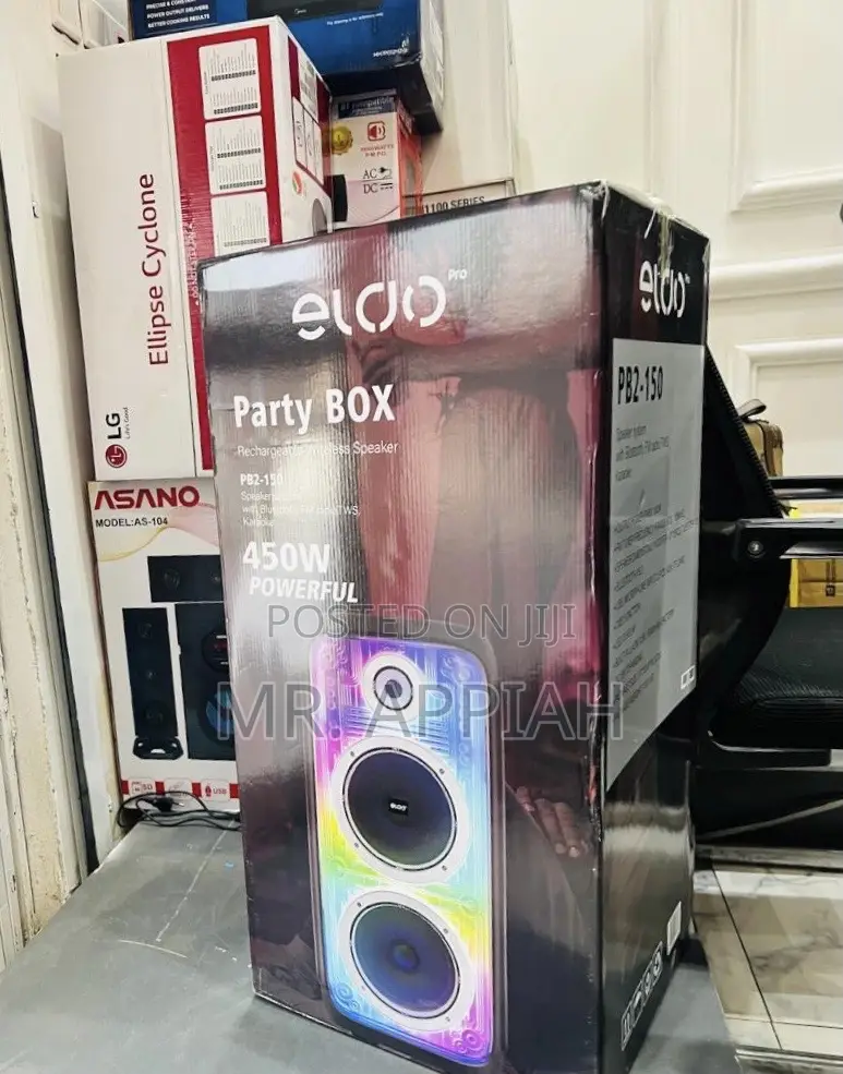 Get Unique Eldo Pb2-150 Double 8" Party Box Rechargeable Speaker(450w)