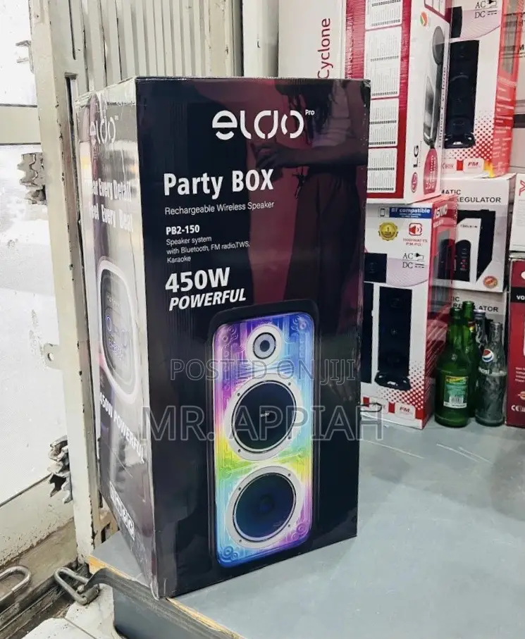 450watt Wireless Eldo Pb2-150 Double 8" Party Box Rechargeable Speaker