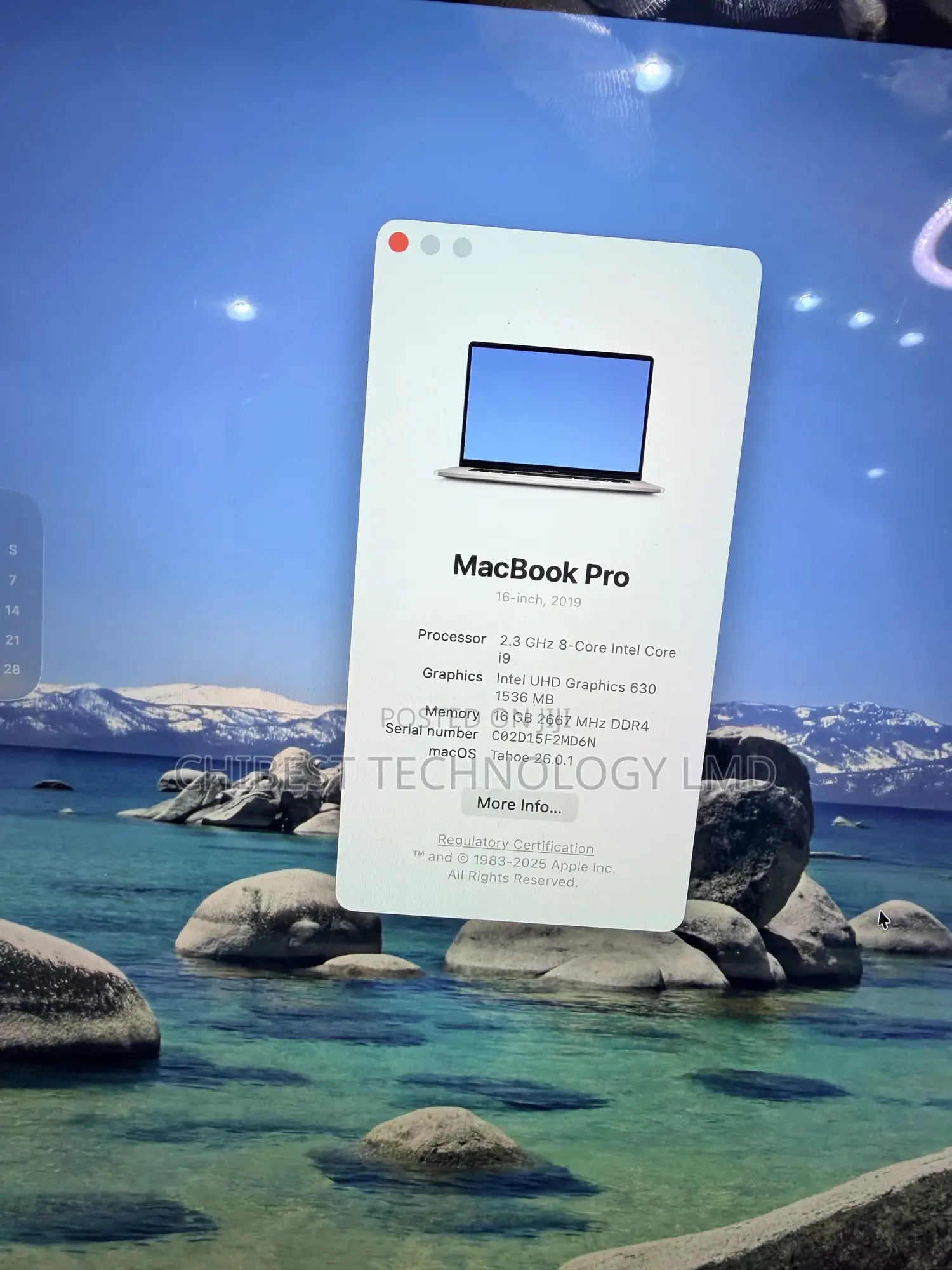 Laptop Apple MacBook Pro 2019 16GB Intel Core i9 SSD 1T