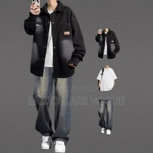 Men Buggy Jeans + T Shirt + Jacket ( 3 in 1)
