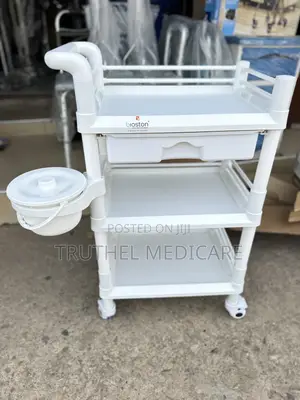 Medicine Trolley A.B.S (3 Steps With Drawer)